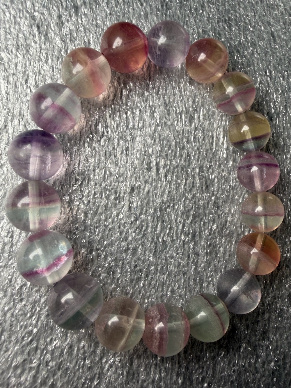 11MM Pastel Candy “Unicorn” Fluorite Natural Crystal Bracelet